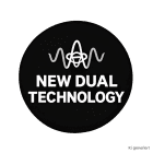 Schwarzes Dual-Technologie-Emblem